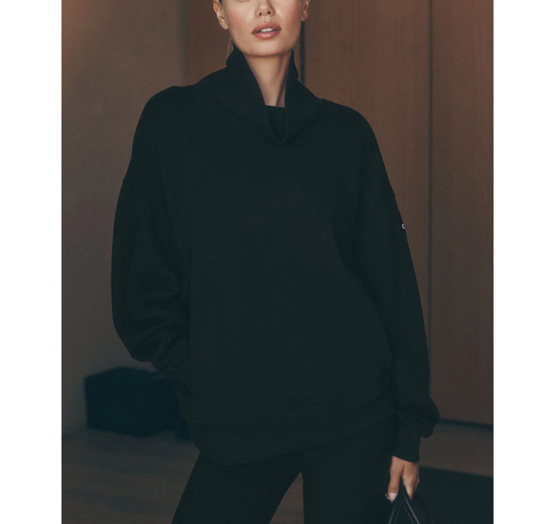 alo Women's Hazy Mock Neck Pullover Black