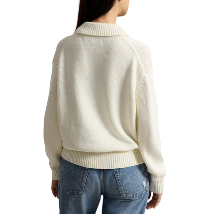 Polo Ralph Lauren Women's Polo Bear Linen-Cotton Sweater Parchment Cream