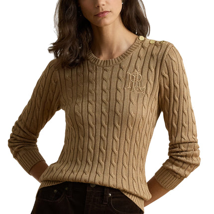 Polo Ralph Lauren Women's Button-Trim Cable-Knit Sweater Lauren Camel