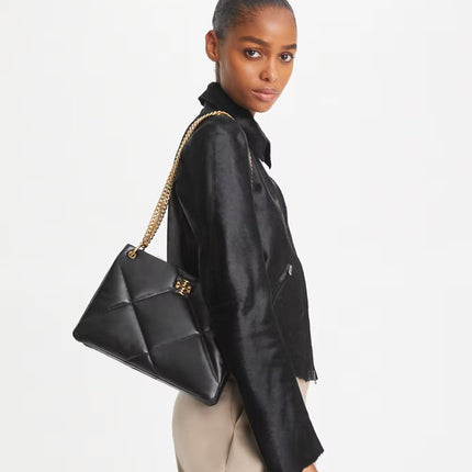 Tory Burch Women's Small Kira Diamond Quilt Shoulder Bag Black