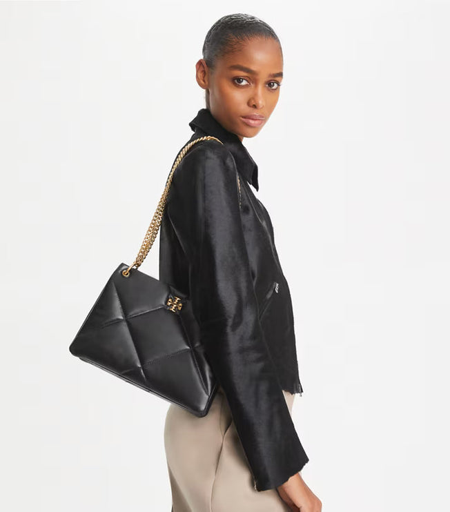 Tory Burch Women's Small Kira Diamond Quilt Shoulder Bag Black