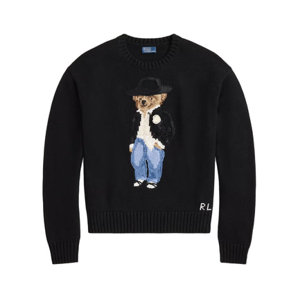 Polo Ralph Lauren Women's Holiday Polo Bear Cotton Crewneck Polo Black