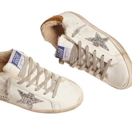 Golden Goose Women's Super-Star with Shearling Lining and Silver Glitter
