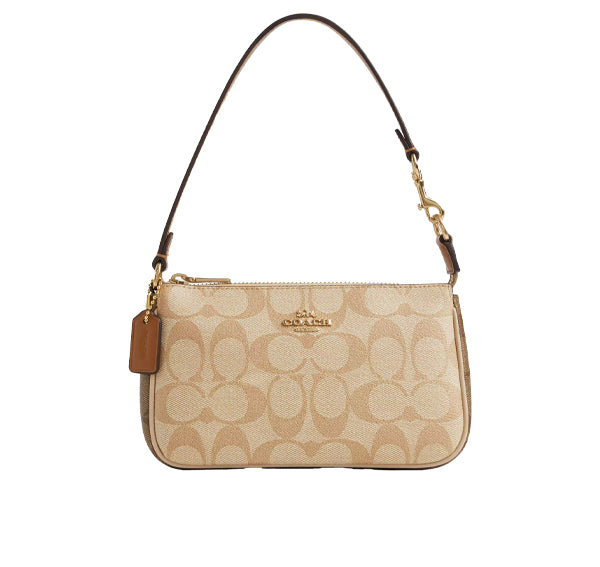 Coach Women's Nolita 19 In Blocked Signature Canvas Gold/Light Khaki/Ivory Multi