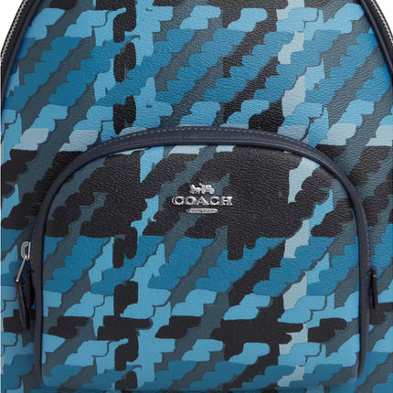 Coach Women's Court Backpack With Graphic Plaid Print Silver/Blue Multi
