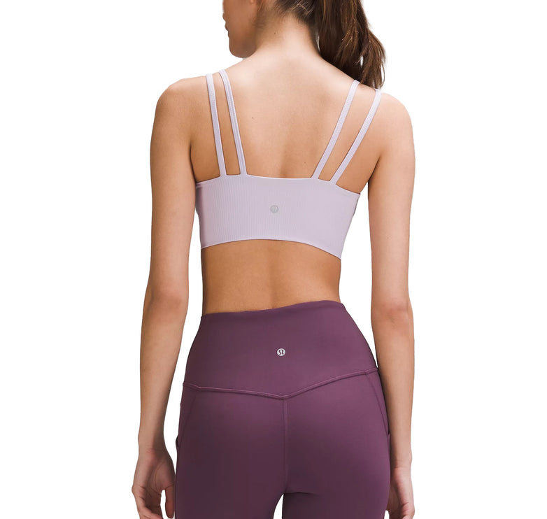 lululemon Women's Like a Cloud Strappy Longline Ribbed Bra Light Support Lilac Ether