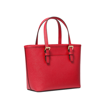 Michael Kors Women's Jet Set Travel Extra Small Saffiano Leather Top Zip Tote Bag Bright Red