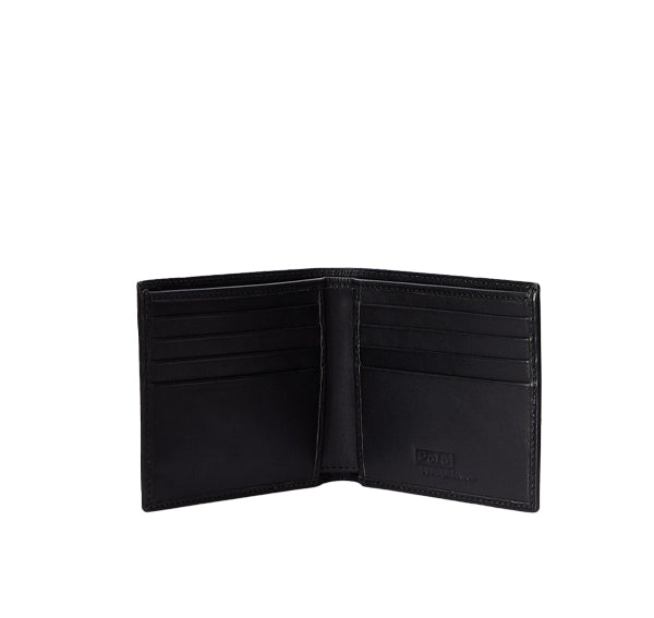 Polo Ralph Lauren Unisex Allover Pony Leather Billfold Wallet Black