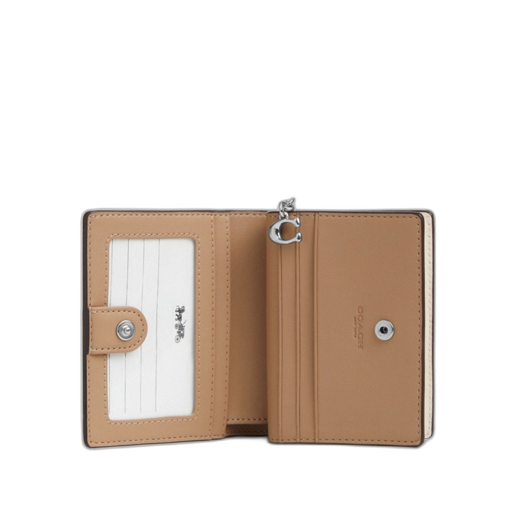 Coach Women's Snap Wallet In Signature Canvas Silver/White/Chalk