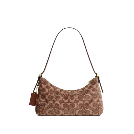 Coach Women's Emeilia Shoulder Bag In Signature Chenille Gold/Light Khaki/Vintage Brown