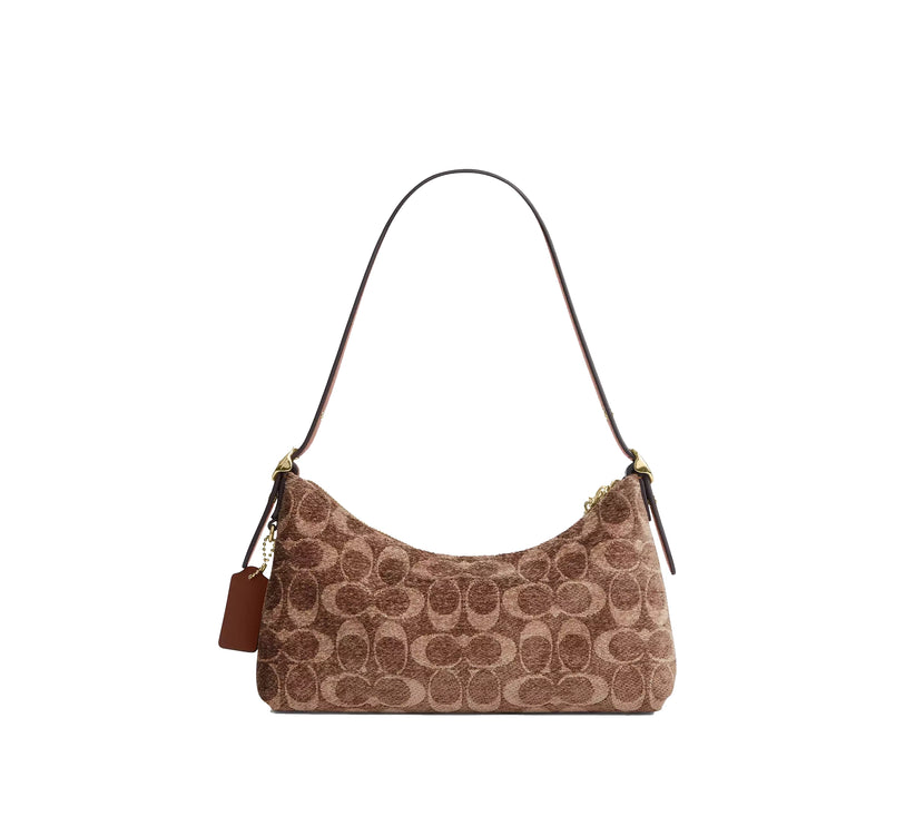 Coach Women's Emeilia Shoulder Bag In Signature Chenille Gold/Light Khaki/Vintage Brown