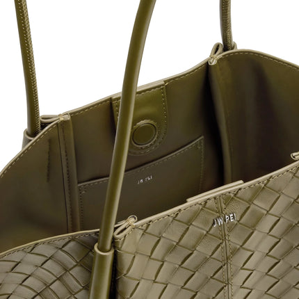 JW PEI Women's Nala Wide Weave Texture Tote Bag - Olive Green