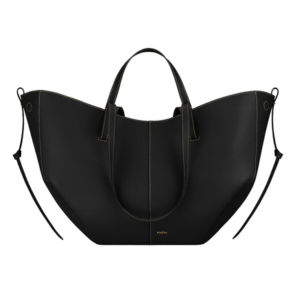 Polène Women's Cyme Edition Textured Black With Ecru Stitching
