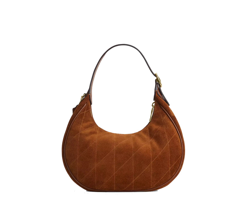 Coach Women's Emily Shoulder Bag With Quilting Suede/Gold/Warm Brown