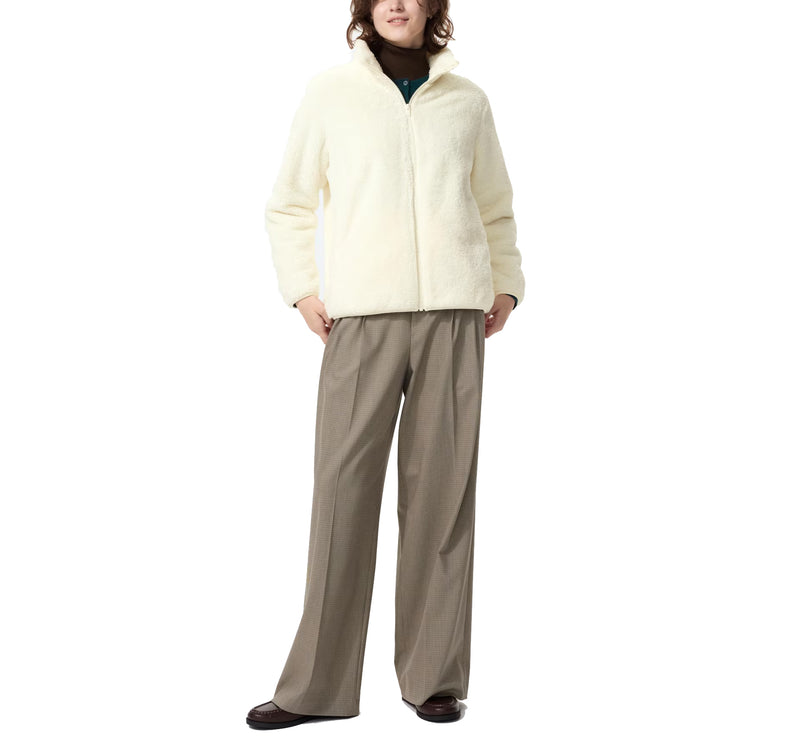 Uniqlo Women's Fluffy Yarn Fleece Full-Zip Jacket 01 Off White