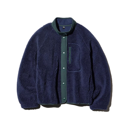 Uniqlo Women's Pile Lined Fleece Combination Jacket 69 Navy