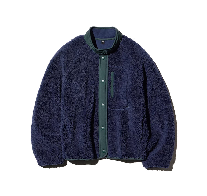 Uniqlo Women's Pile Lined Fleece Combination Jacket 69 Navy