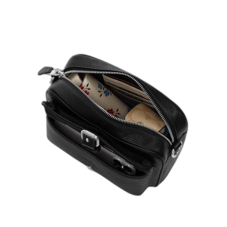 Coach Women's Warner Crossbody Bag In Signature Canvas Gunmetal/Charcoal/Black - Hemen Kargoda