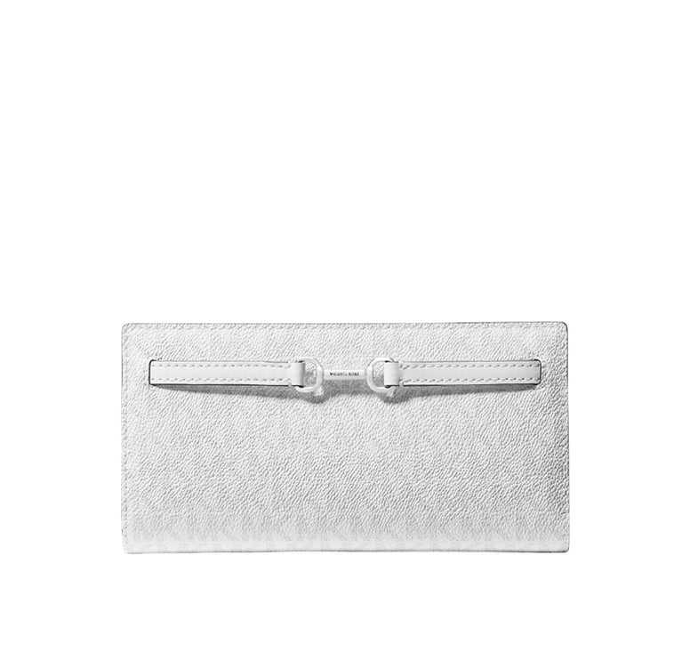 Michael Kors Women's Carson Large Signature Logo Wallet Optic White