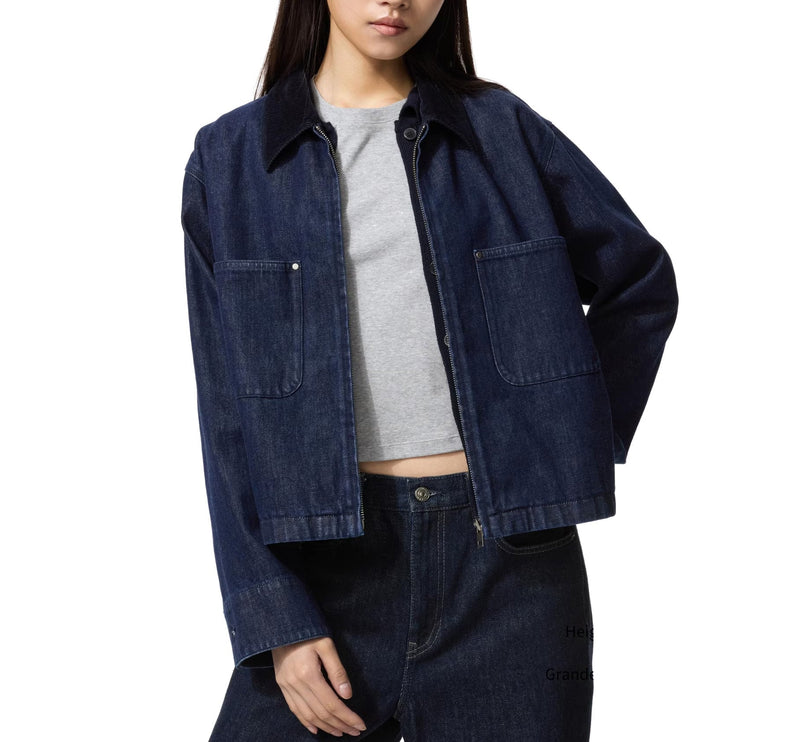 Uniqlo Women's Zip-Up Short Jacket 69 Navy