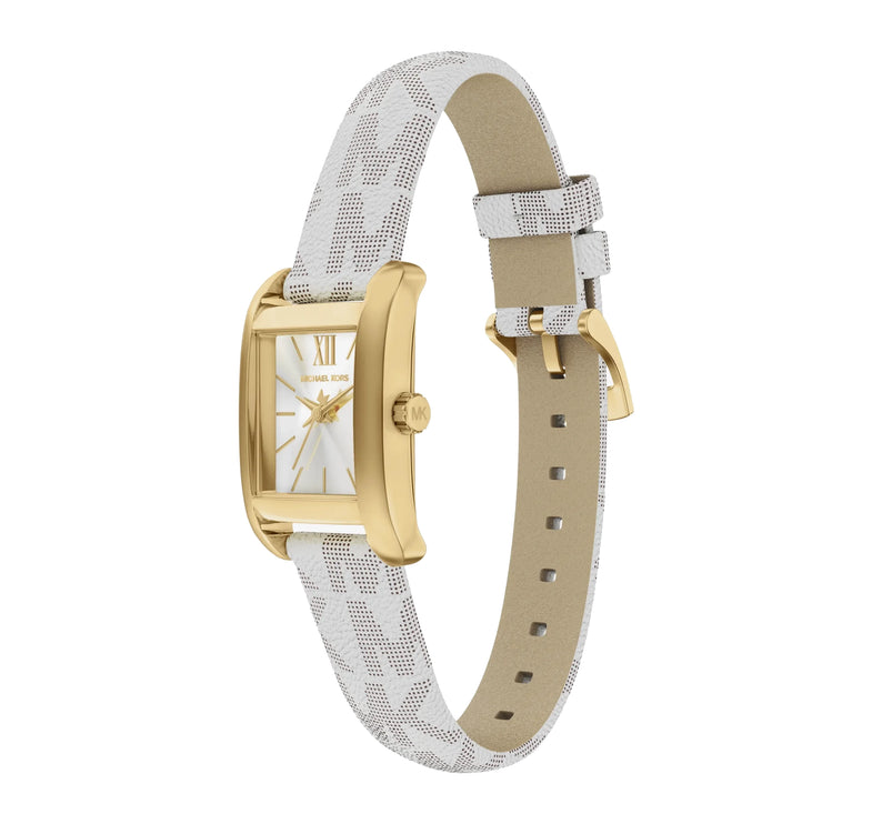 Michael Kors Women's Mini Monroe Gold-Tone and Logo Strap Watch Gold