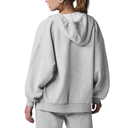 alo Women's Accolade Full Zip Hoodie Athletic Heather Grey