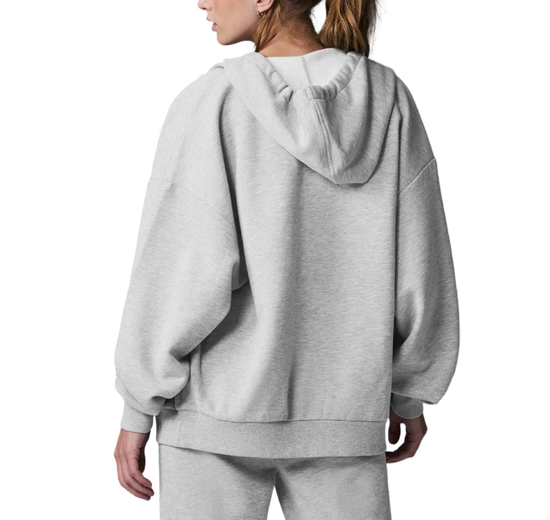 alo Women's Accolade Full Zip Hoodie Athletic Heather Grey