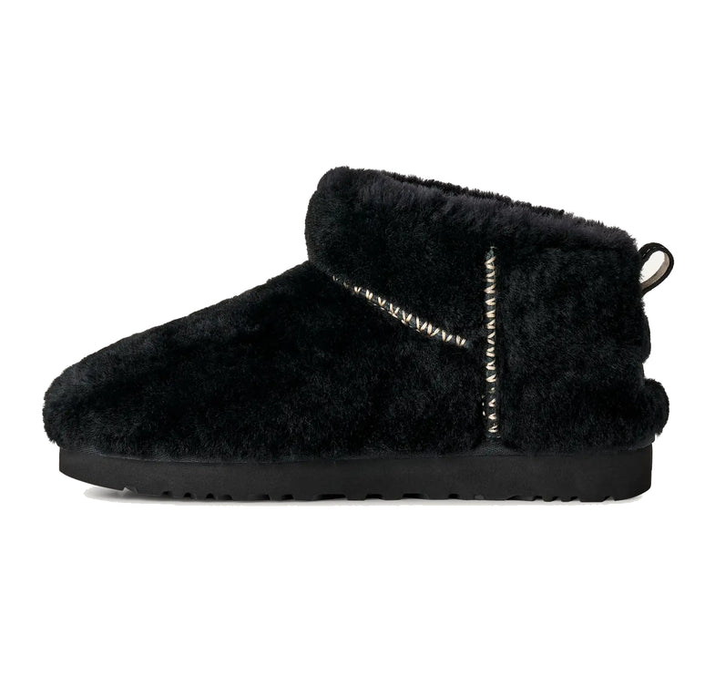 UGG Women's Classic Ultra Mini Fluffed Black