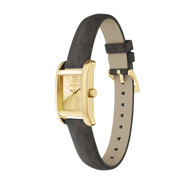 Michael Kors Women's Mini Monroe Gold-Tone and Logo Strap Watch Gold MKO1265