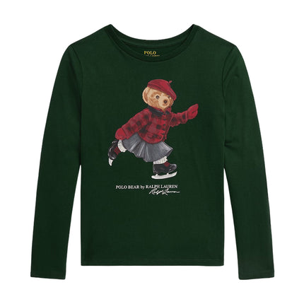 Polo Ralph Lauren Girl's Polo Bear Cotton Long-Sleeve Tee Northwest Pine