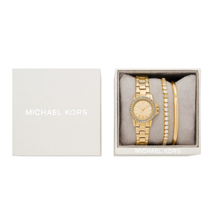 Michael Kors Women's Petite Everest Gold-Tone Watch and Pavé Bangle Jewelry Gift Set Gold MKO9030SET