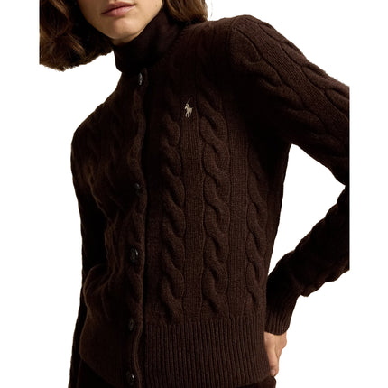 Polo Ralph Lauren Women's Cable-Knit Wool-Cashmere Cardigan Cedar Heather