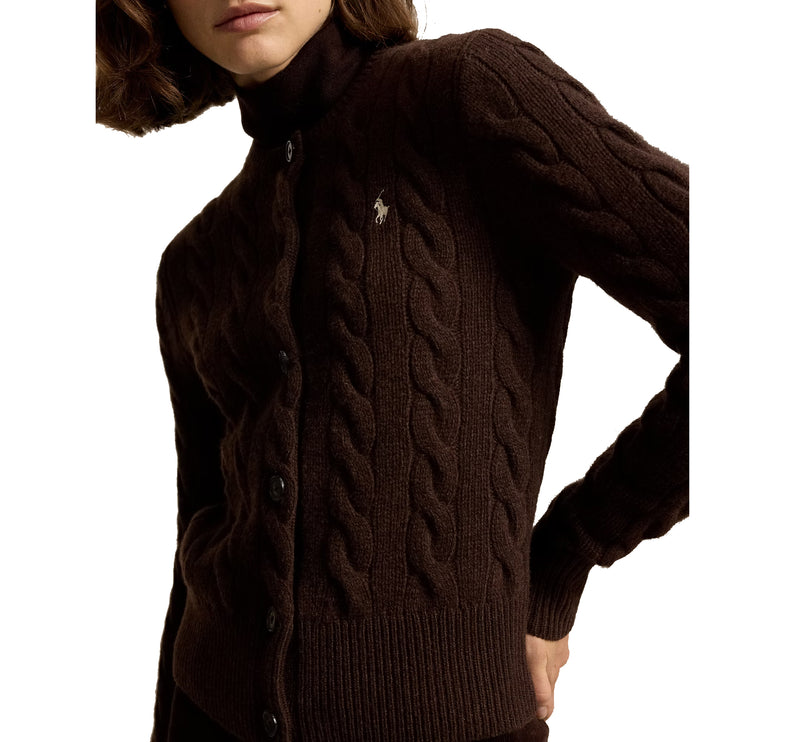 Polo Ralph Lauren Women's Cable-Knit Wool-Cashmere Cardigan Cedar Heather