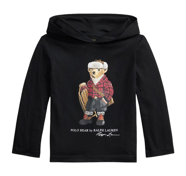Polo Ralph Lauren Boy's Polo Bear Cotton Hooded Tee Black