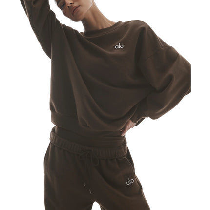 alo Women's Accolade Crew Neck Pullover Espresso
