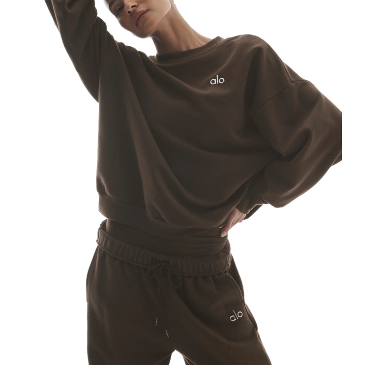 alo Women's Accolade Crew Neck Pullover Espresso