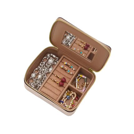 Coach Women's Large Jewelry Box In Signature Canvas Gold/Sand/Chalk