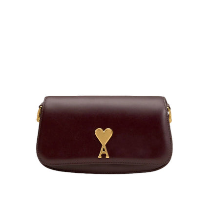 AMI Alexandre Mattiussi Leather Paris Paris Shoulder Bag Burgundy