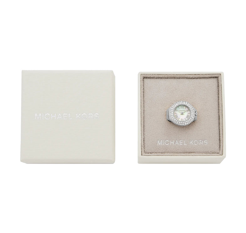 Michael Kors Women's Liliane Pavé Silver-Tone Ring Watch Silver MKO1303