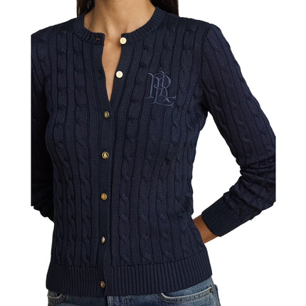 Polo Ralph Lauren Women's Cable-Knit Cotton-Blend Cardigan Lauren Navy