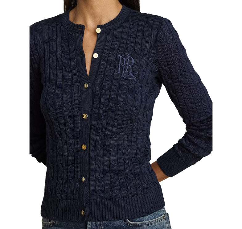 Polo Ralph Lauren Women's Cable-Knit Cotton-Blend Cardigan Lauren Navy