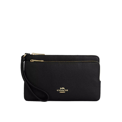 Coach Women's Double Zip Wallet Gold/Black