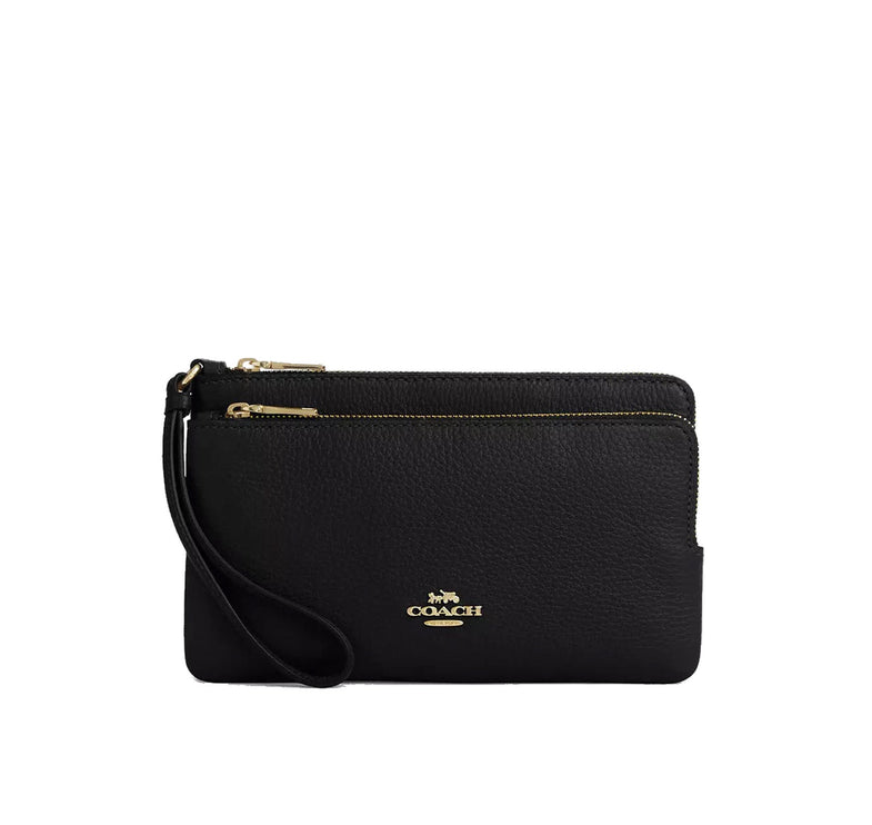 Coach Women's Double Zip Wallet Gold/Black