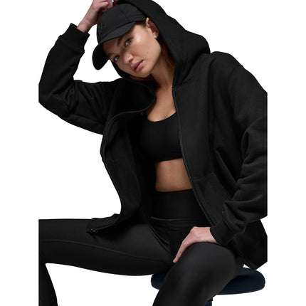 alo Women's Renown Heavy Weight Full Zip Hoodie Black