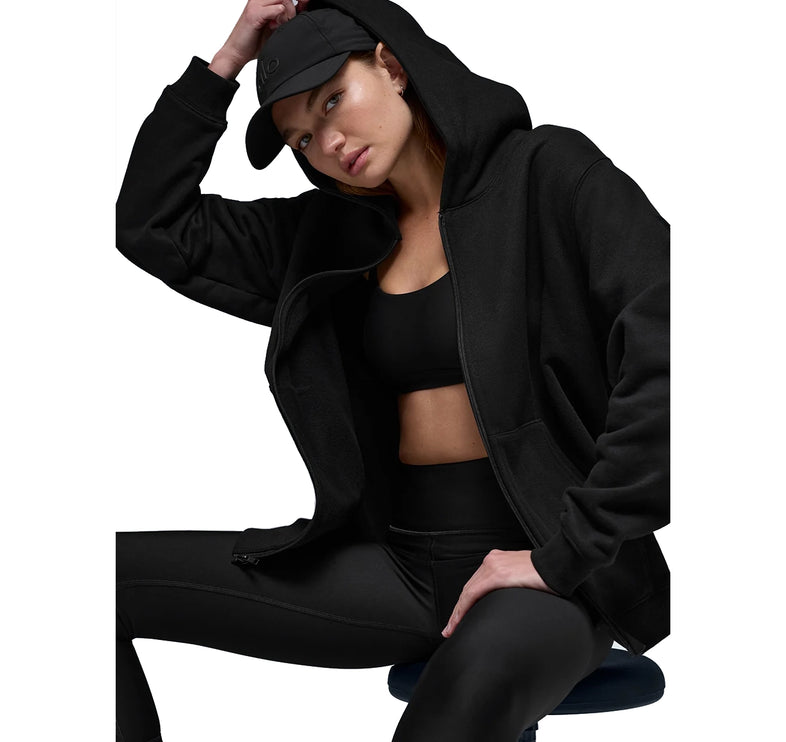 alo Women's Renown Heavy Weight Full Zip Hoodie Black
