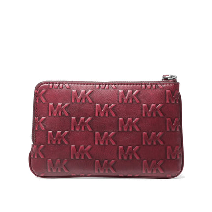 Michael Kors Women's Jet Set Travel Small Burnished Logo Embossed Wristlet Maroon
