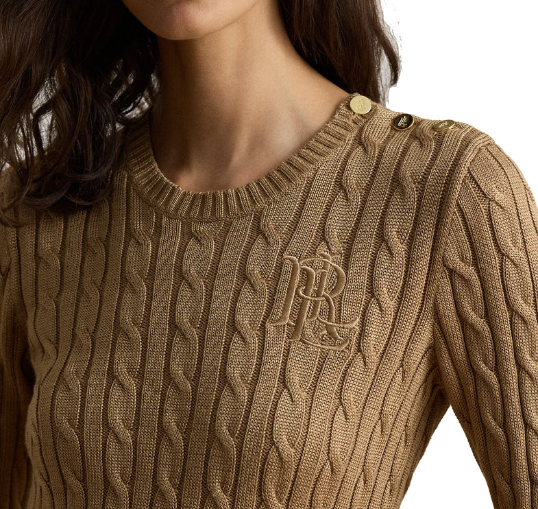 Polo Ralph Lauren Women's Button-Trim Cable-Knit Sweater Lauren Camel