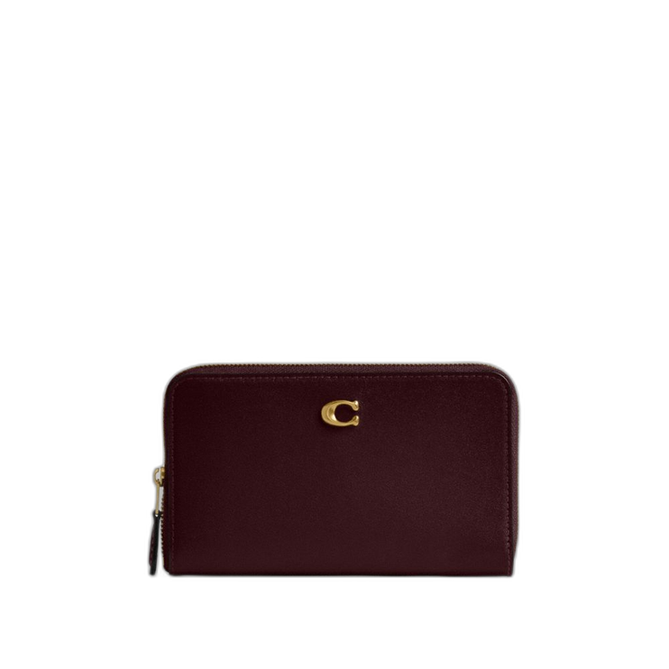 Coach Women's Essential Medium Zip Around Wallet Brass/Merlot
