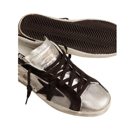 Golden Goose Women's Supe Star in Silver Leather with Contrasting Inserts