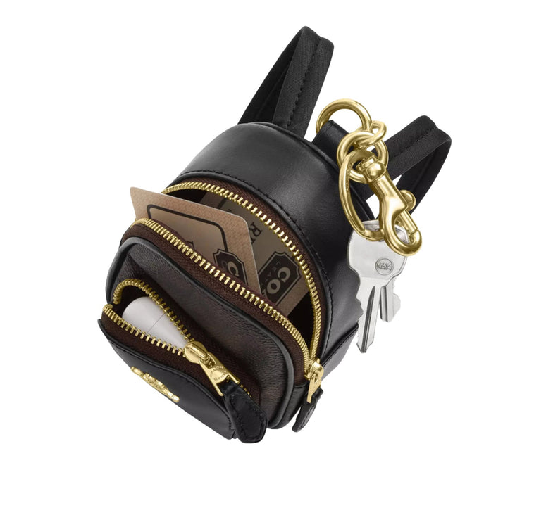 Coach Women's Mini Court Backpack Bag Charm In Signature Canvas Gold/Denim/Bold Red